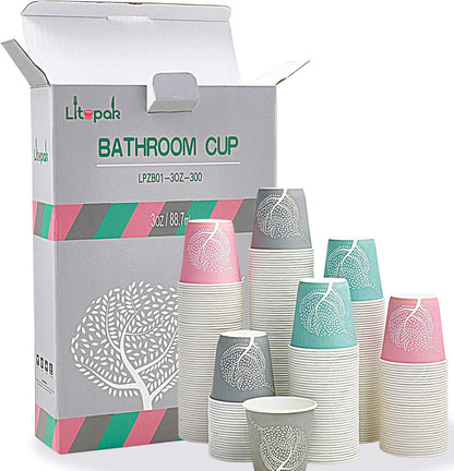LITOPAK 600 Pack 3 oz Disposable Bathroom Cups, Colorful Small Disposable Paper Cups for Parties, Picnics, Barbecues, Travel and Events
