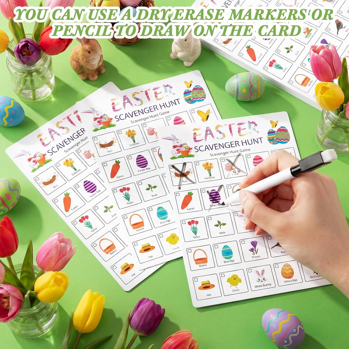 Hoolerry 30 Pcs Nature Scavenger Hunt for Kids Road Trip Game Car Spring Summer Easter Scavenger Hunt Cards Travel Activities Camping Games Outdoor Indoor Seek Activity for Kids Adults(Nature)