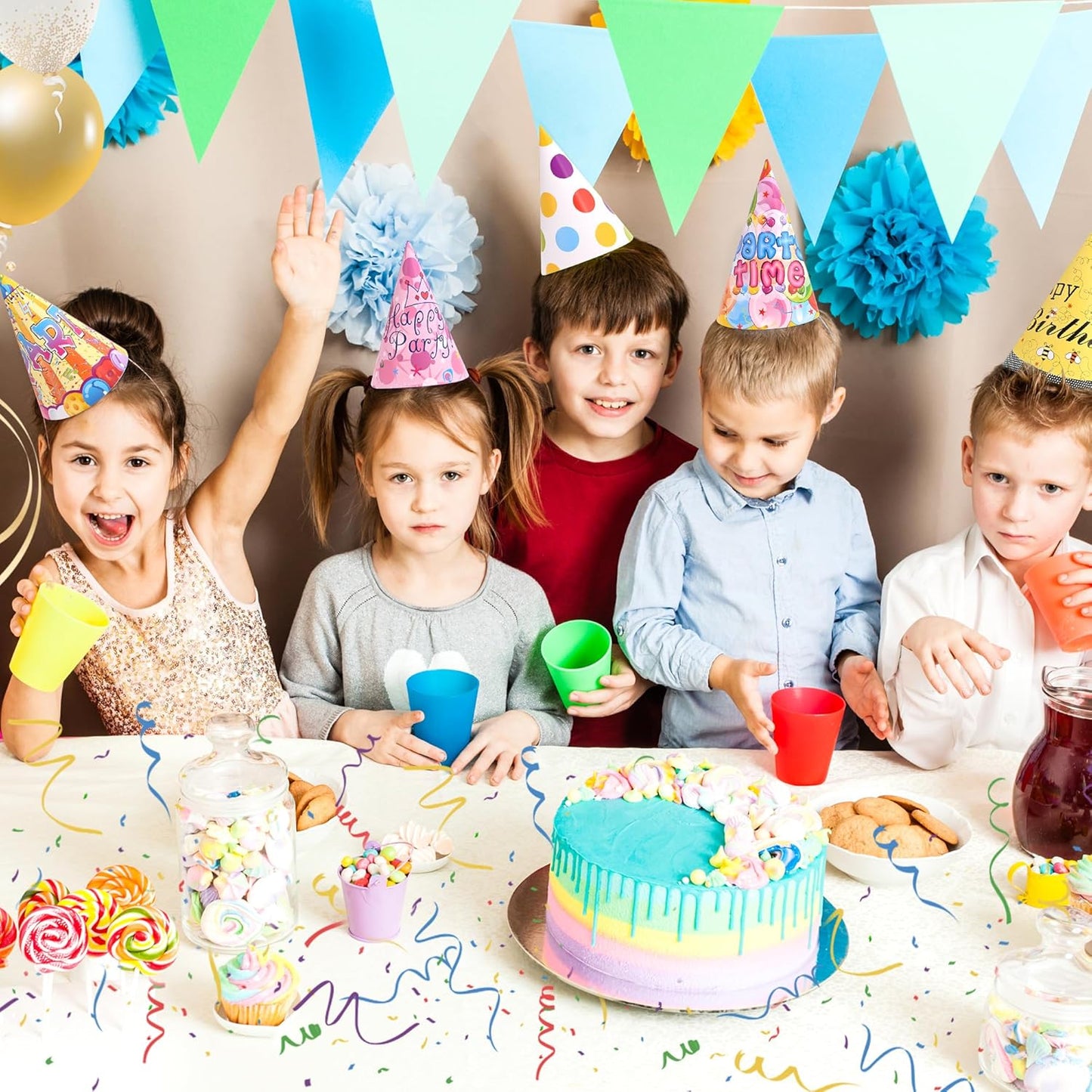 CANREVEL 12 PCS Party Hats for Adults, Party Headwear, Happy Birthday Hats, Birthday Party Decorations for Women Men