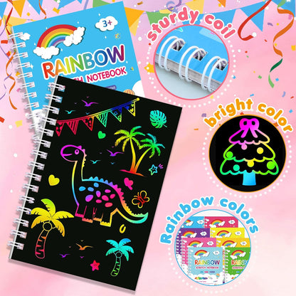 Elover Party Favors for Kids 4-8-12: 24 Pack Scratch Rainbow Art Crafts Notebook, Coloring Book Goodie Bags Stuffers Kit, Bulk Birthday Gift Classroom Prizes Girl Boy Toddler