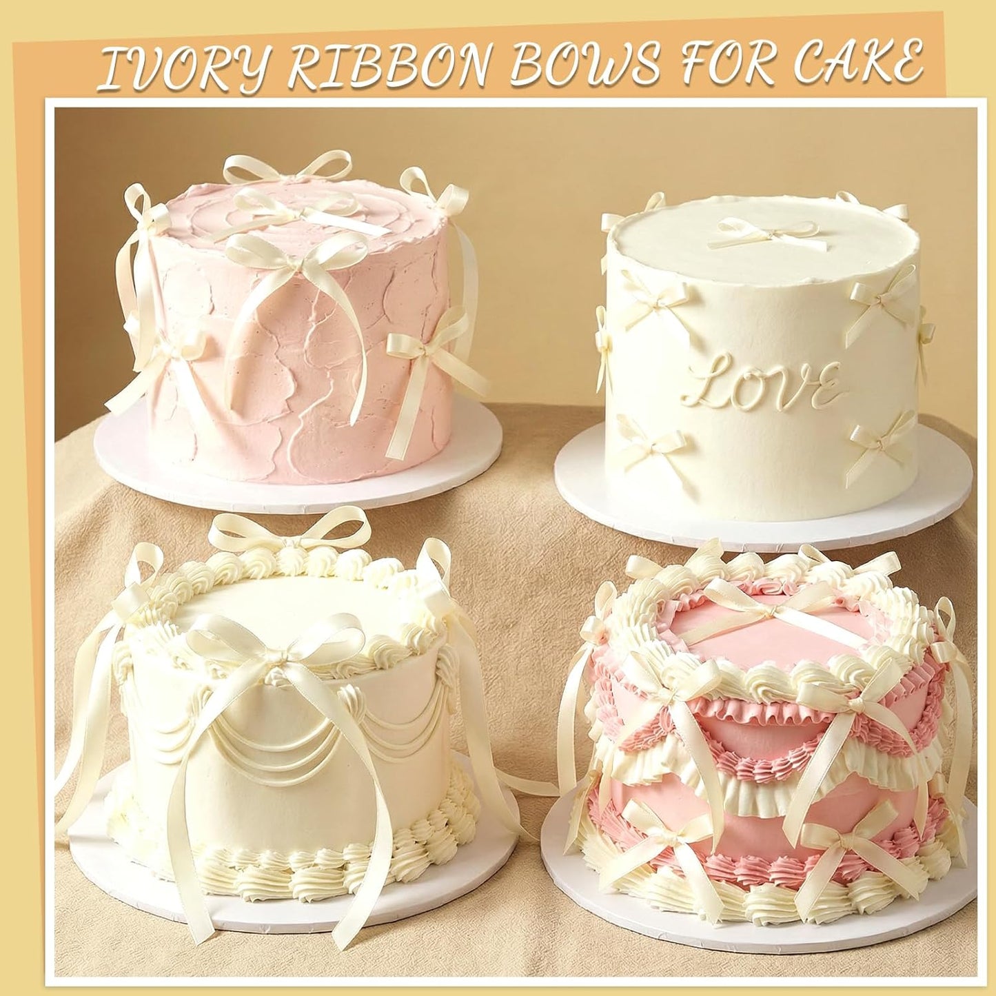 30 Pack Bow Cake Toppers Pink Ribbons Bows for Cake Coquette Themed Bow Cupcake Toppers Pink Bow Birthday Decorations for Baby Shower, Birthday, Wedding, Bachelorette, Mothers Day Decorations