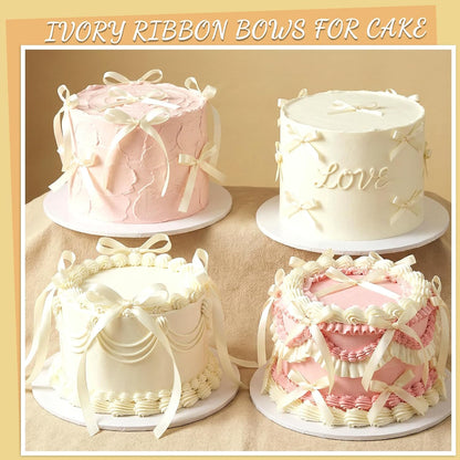 30 Pack Bow Cake Toppers Pink Ribbons Bows for Cake Coquette Themed Bow Cupcake Toppers Pink Bow Birthday Decorations for Baby Shower, Birthday, Wedding, Bachelorette, Mothers Day Decorations