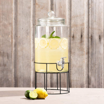 Style Setter Beverage Dispenser Cold Drink Dispenser w/ 3-Gallon Capacity Glass Jug, Metal Stand & Leak-Proof Acrylic Spigot Great for Parties, Weddings & More