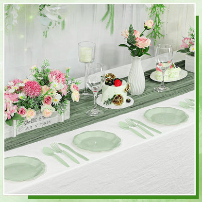 NatNarr 30 Pcs Sage Green Paper Plates, 7 Inch Scalloped Paper Plates Small Dessert Cake Plate Cute Party Plate Disposable Sage Greens Party Supplies for Wedding, Baby Bridal Shower, Birthday