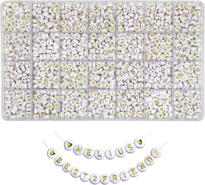Melius 1450Pcs Acrylic Glow Letter Beads, Alphabetical Glowing in The Dark Beads in 28 Grid Box for Jewelry Making, DIY Bracelets, Necklaces, Key Chains (Glowing, 4x7mm)