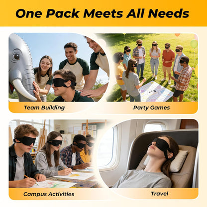 30 Pack Party Game Blindfolds, Disposable Blackout Sleep Masks Bulk for Men Women, Light Blocking Eye Mask for Team Building Adult Kids Activities Travel Sleeping