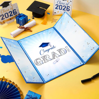 JOYIN 2026 Graduation Guest book Alternative, 12" Blue & Gold Graduation Party Decorations Signature Congrats, Class of 2026 Grad Card for High School College Grad Gift, Party Guest Signing Cardboard