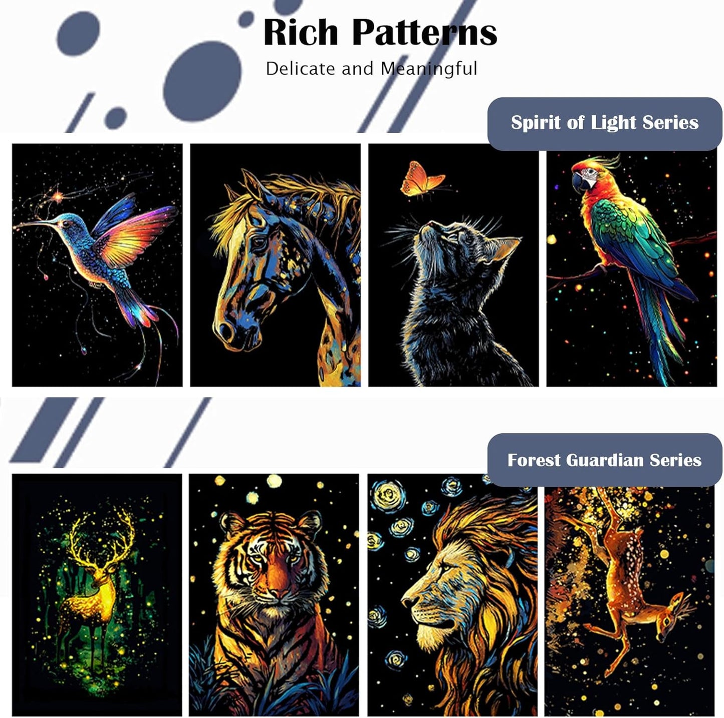 Scratchboard Art for Adult Luminous Scratch Painting Kits, A5 Scratch Art Rainbow Painting Paper 8 Sheet with 4 Tools, Scratchboard for Teens & Adults, Fun Creative Craft Toy/Gifts/Decor, Dreams