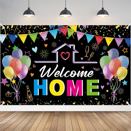 Welcome Home Backdrop Banner,Colorful Welcome Home Banner Background Photo Booth Yard Sign Decorations for Homecoming Family Returning Housewarming Party Supplies