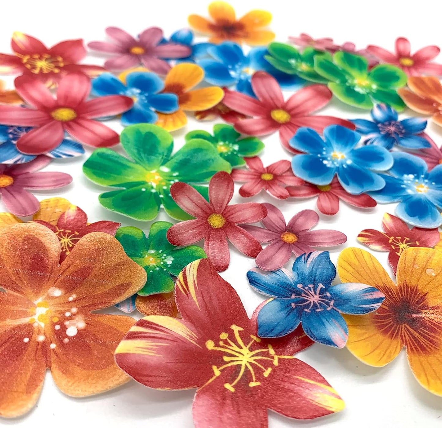 Weraru 58Pcs Edible Butterfly and Flowers Cake Topper Cupcake Toppers Wedding Themed Party Birthday Cake Decoration Mixed Size & Colour