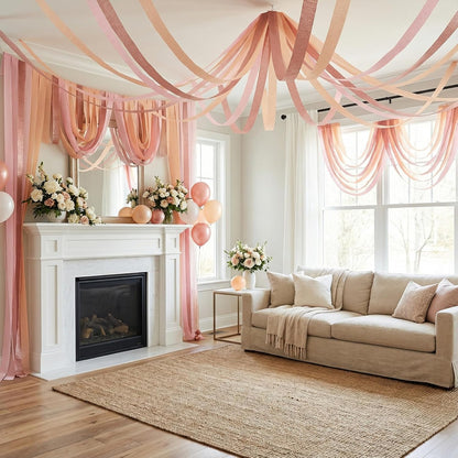 Pastel Crepe Paper Streamers 9 Rolls 738ft,Fancy Streamers Party Decorations for Birthday Mother's Day Wedding Holiday Decorations DIY Gift Wrapping, 1.77 Inch x 82 Ft/Roll