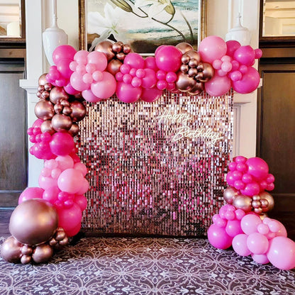 COKAOBE Pink Orange Balloon Garland Arch Kit, 124pcs Hot Pink Orange Chrome Metallic Gold Latex Balloons for Birthday Wedding Baby Shower Tropical Party Supplies Summer Party Decorations