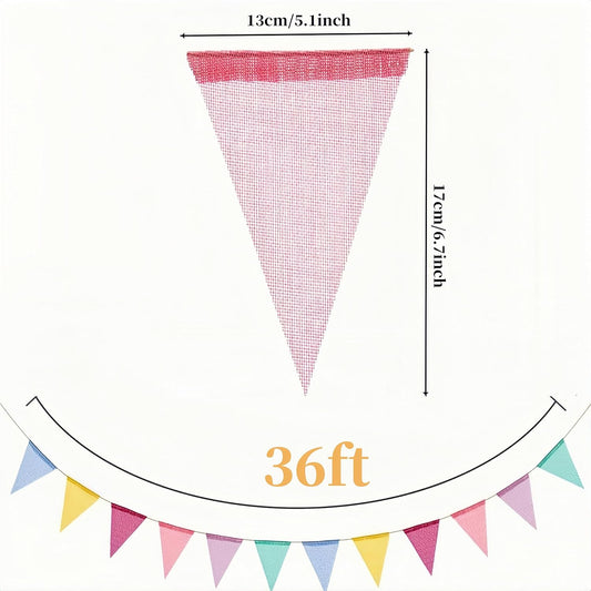 12pcs Colorful Pennant Banner,13ft Rainbow Triangle Flags Garland Birthday Flags, Festive Decoration for Classroom Graduation Spring Easter/Wedding