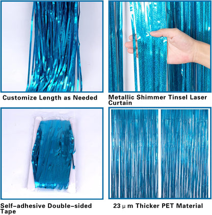 2 Pack 3.2ft x 8.2ft Silver Metallic Tinsel Foil Fringe Curtains, Door Streamer Photo Booth Backdrop for Birthday Graduation Engagement Bridal Shower Bachelorette Baby Shower Party Decorations