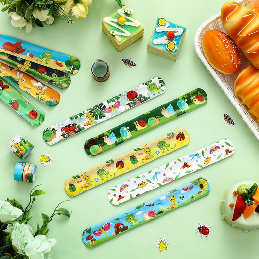 Serencatcher 48pcs Slap Bracelets Party Favors for Birthday Baby Shower Party Supplies Gifts