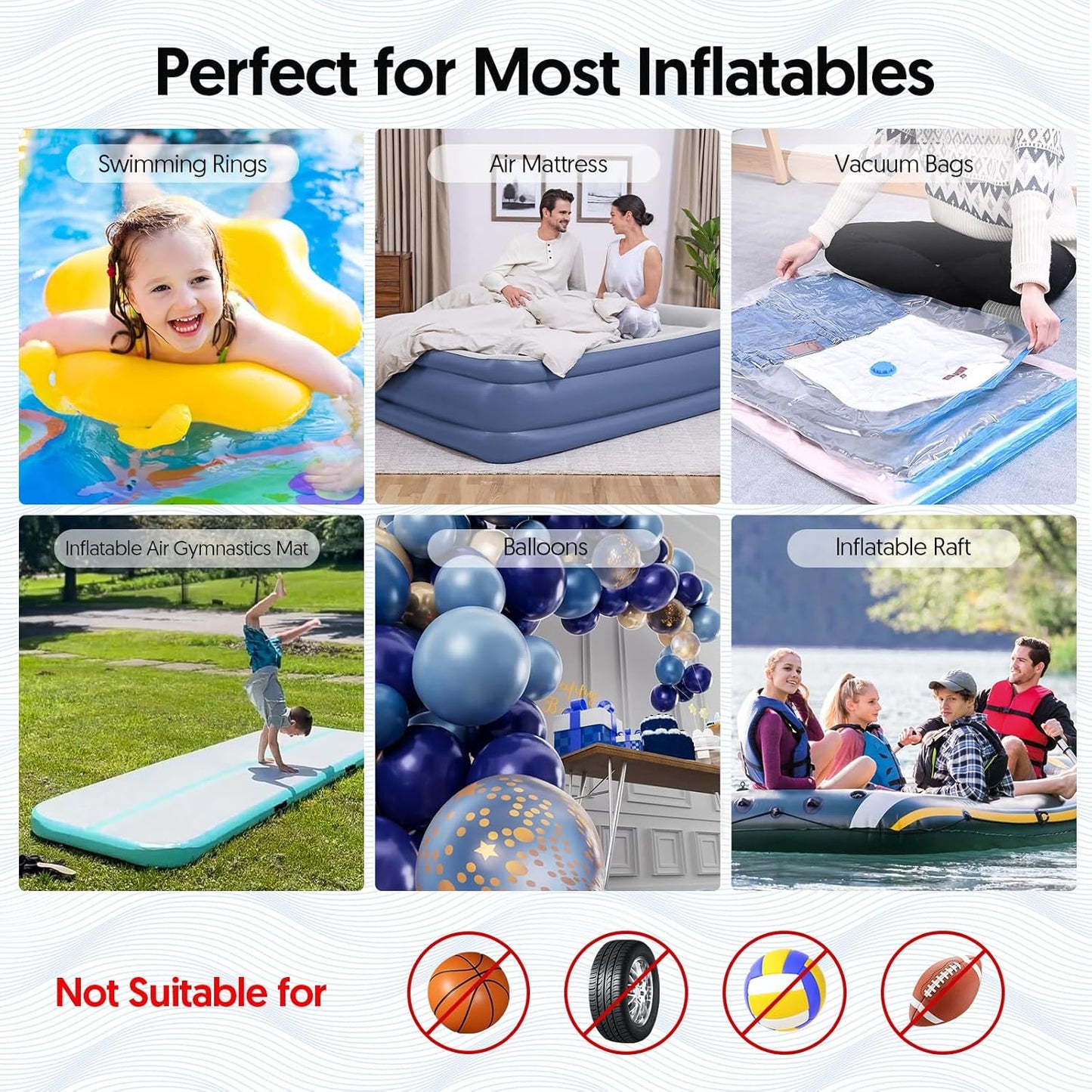 MAACOULD Electric Air Pump for Inflatables: Air Mattress Pump for Balloons Pool Floats Boat for Quick-Fill Inflator/Deflator - 400W 110V AC Inflatable for Gender Reveal Celebration Party Outdoor Home