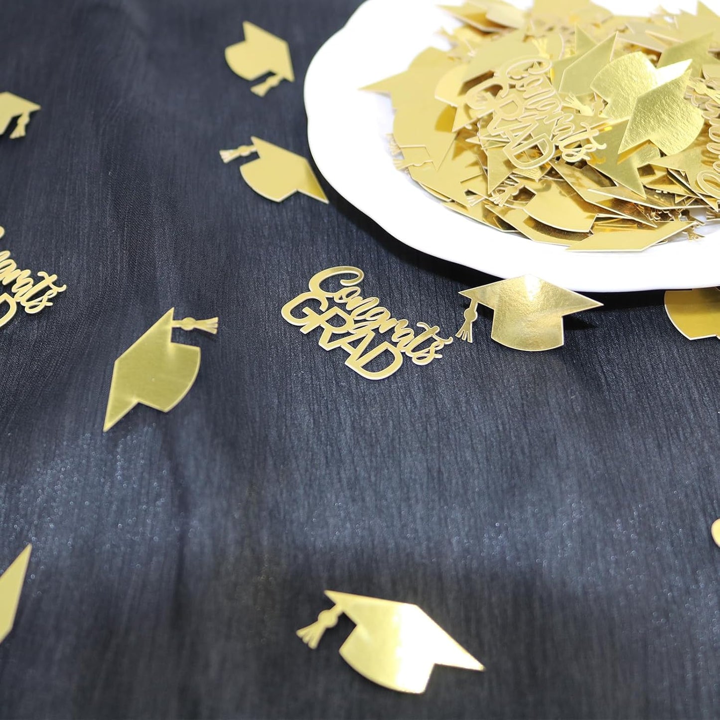200PC Gold Graduation Confetti Class of 2026 Congrats Grad Confetti for Table Grad Cap Scatters for Graduation party decorations 2026
