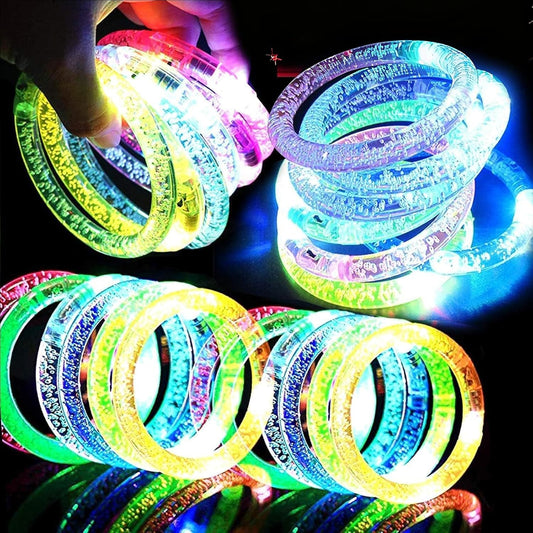 AMENON 24 Pack Glow In The Dark LED Bracelets Party Favors for Adult Party Supplies Flashing Light Up Bracelet Glow Sticks Party Toys Neon Accessory Concert Birthday Party Games Gifts Patriotic
