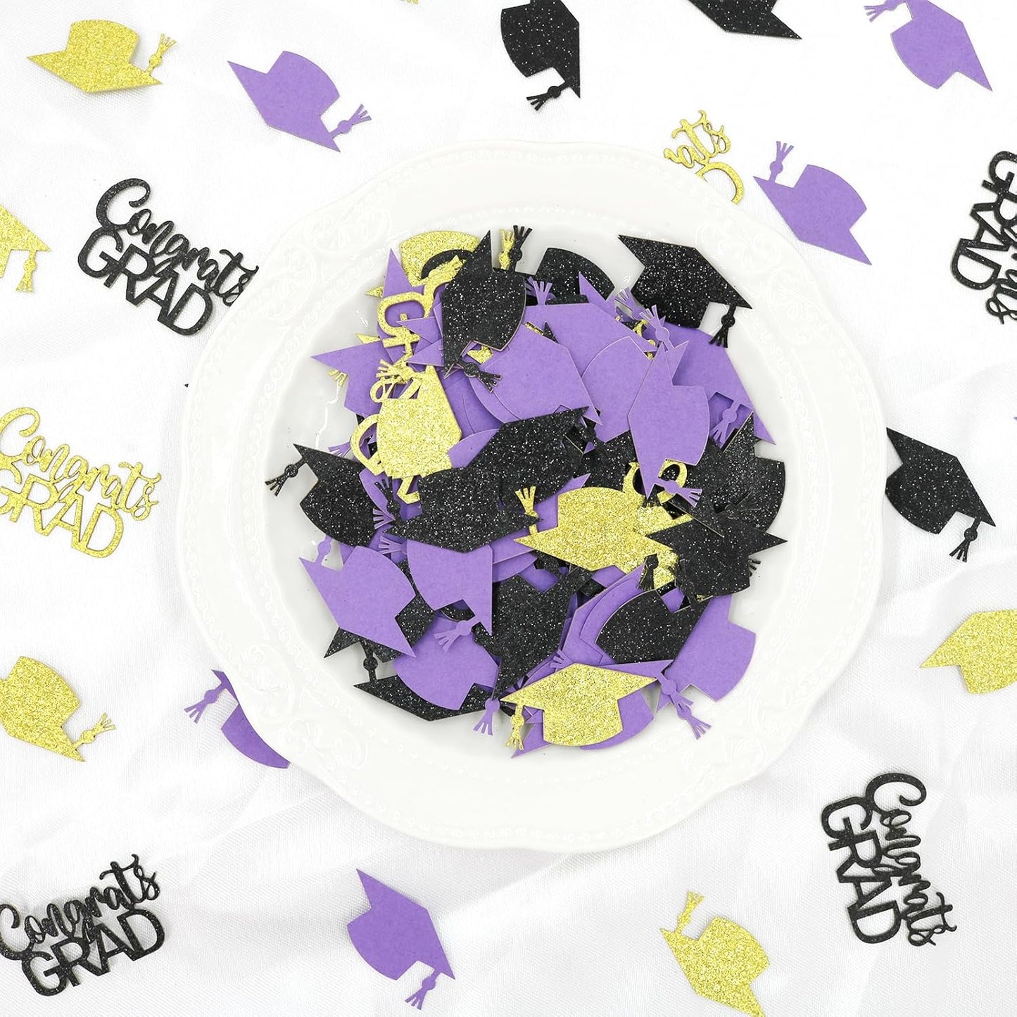 200PC Gold Graduation Confetti Class of 2026 Congrats Grad Confetti for Table Grad Cap Scatters for Graduation party decorations 2026