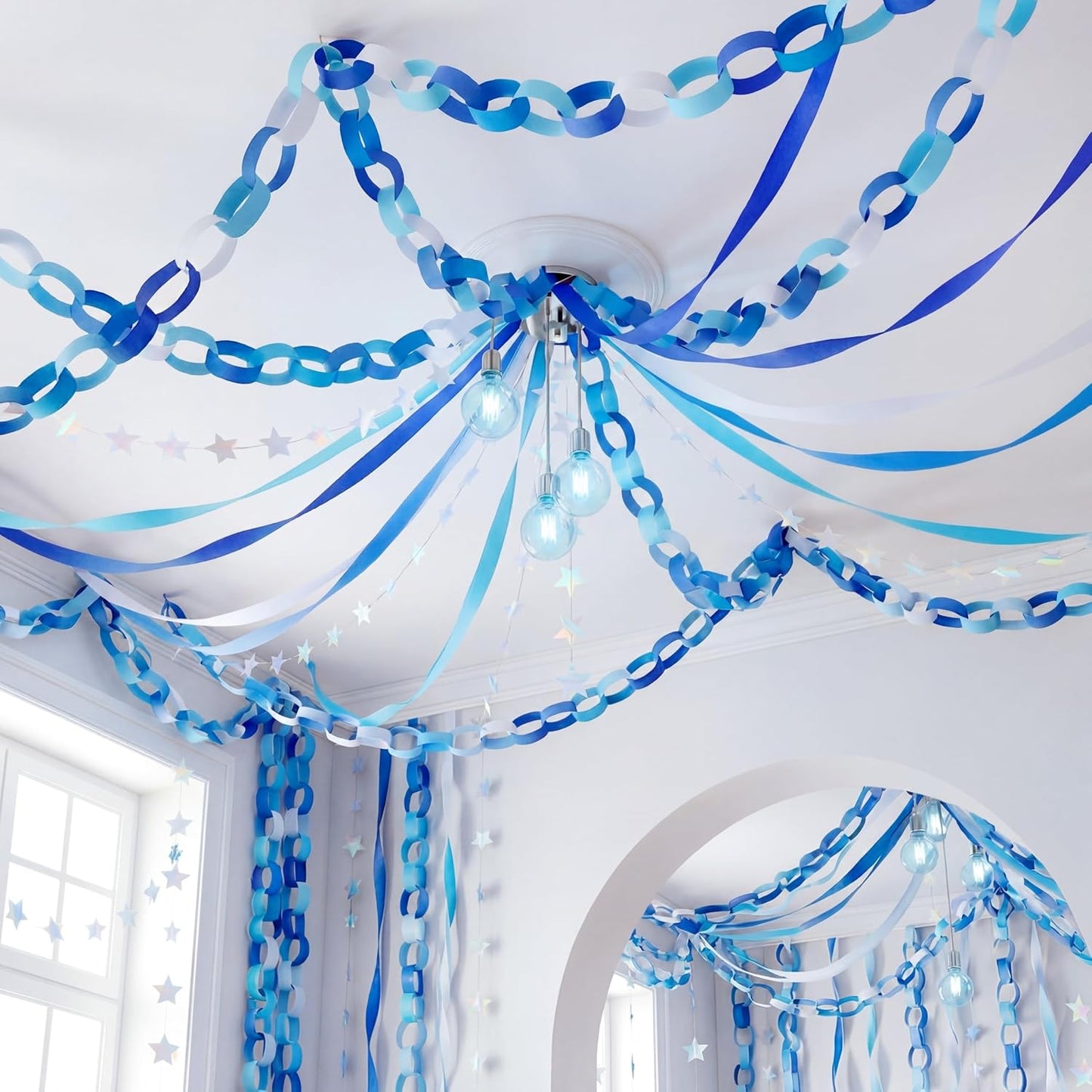 TaoBary Decorations Crepe Streamers Sheet Paper Strips Chain Garland Star Hanging for Party Birthday Wedding Decor(600,Pastels,Same Size)