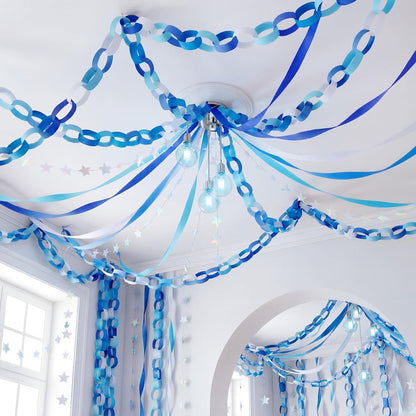 TaoBary Decorations Crepe Streamers Sheet Paper Strips Chain Garland Star Hanging for Party Birthday Wedding Decor(600,Pastels,Same Size)