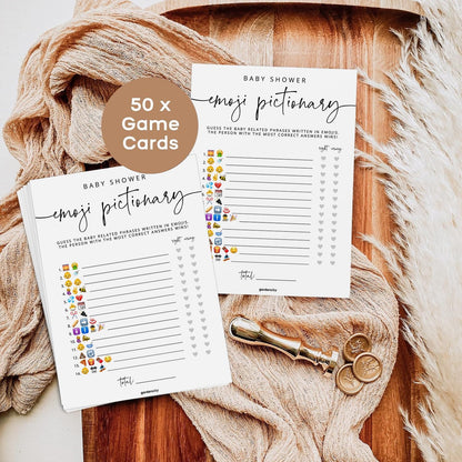 GardenCity Baby Shower Bingo Game, 50 Unique Pre-Filled Cards, Baby Shower Games for Boy or Girl, Minimalist