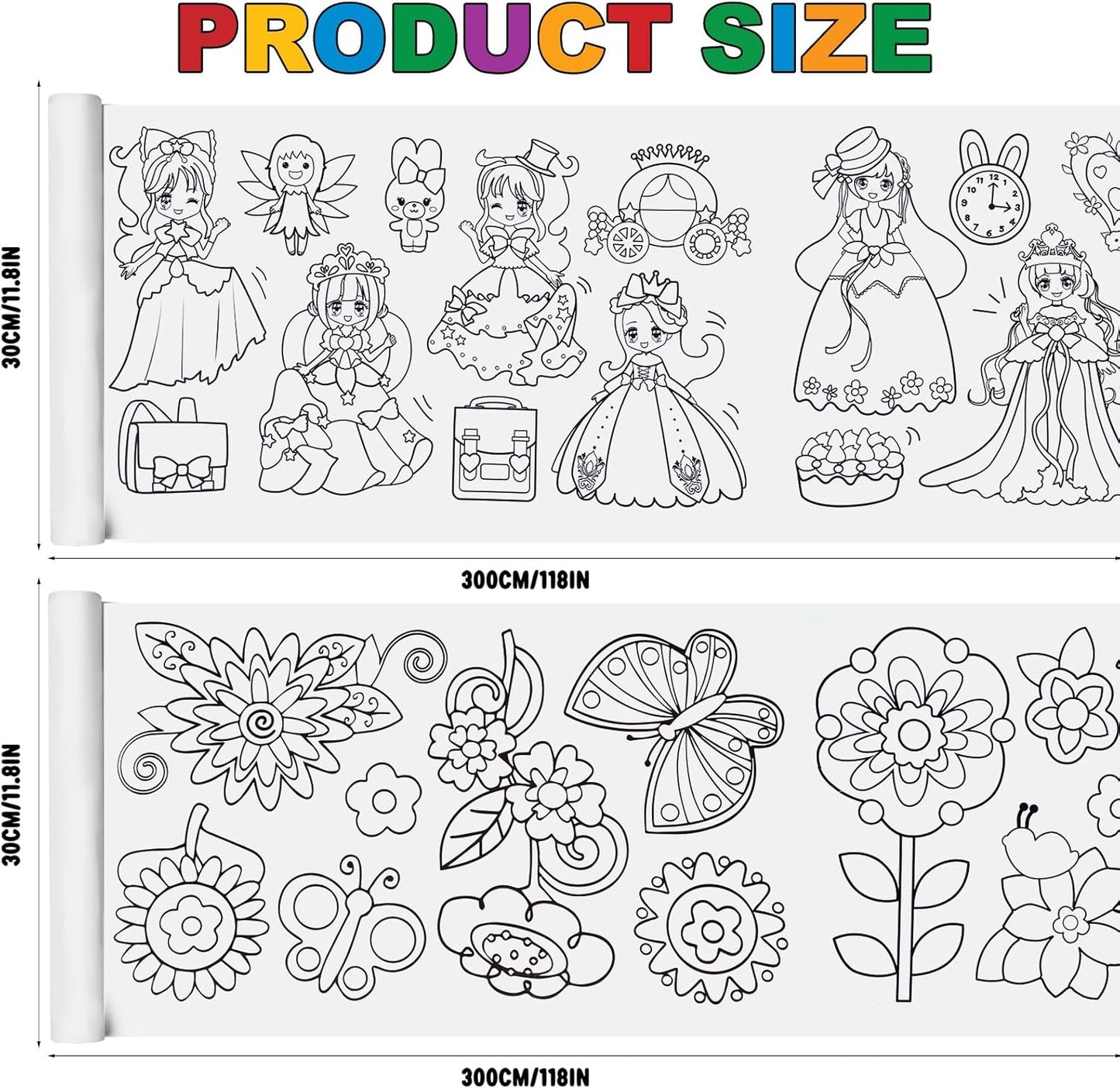 2PCS Children's Drawing Roll, Coloring Paper Roll for Kids Gift, 120 * 11.8 Inches DIY Painting Drawing Paper Roll, Sticky Drawing Paper Roll, Early Educational Toys for Kids (Animal World)