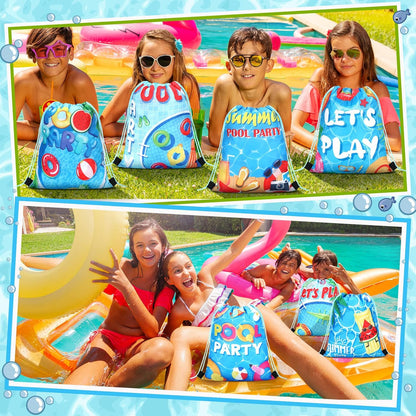 Marsui 24 Pcs Glowing Party Favor Drawstring Bags Gift Goodie Candy Favors Bags for Birthday Party Supplies