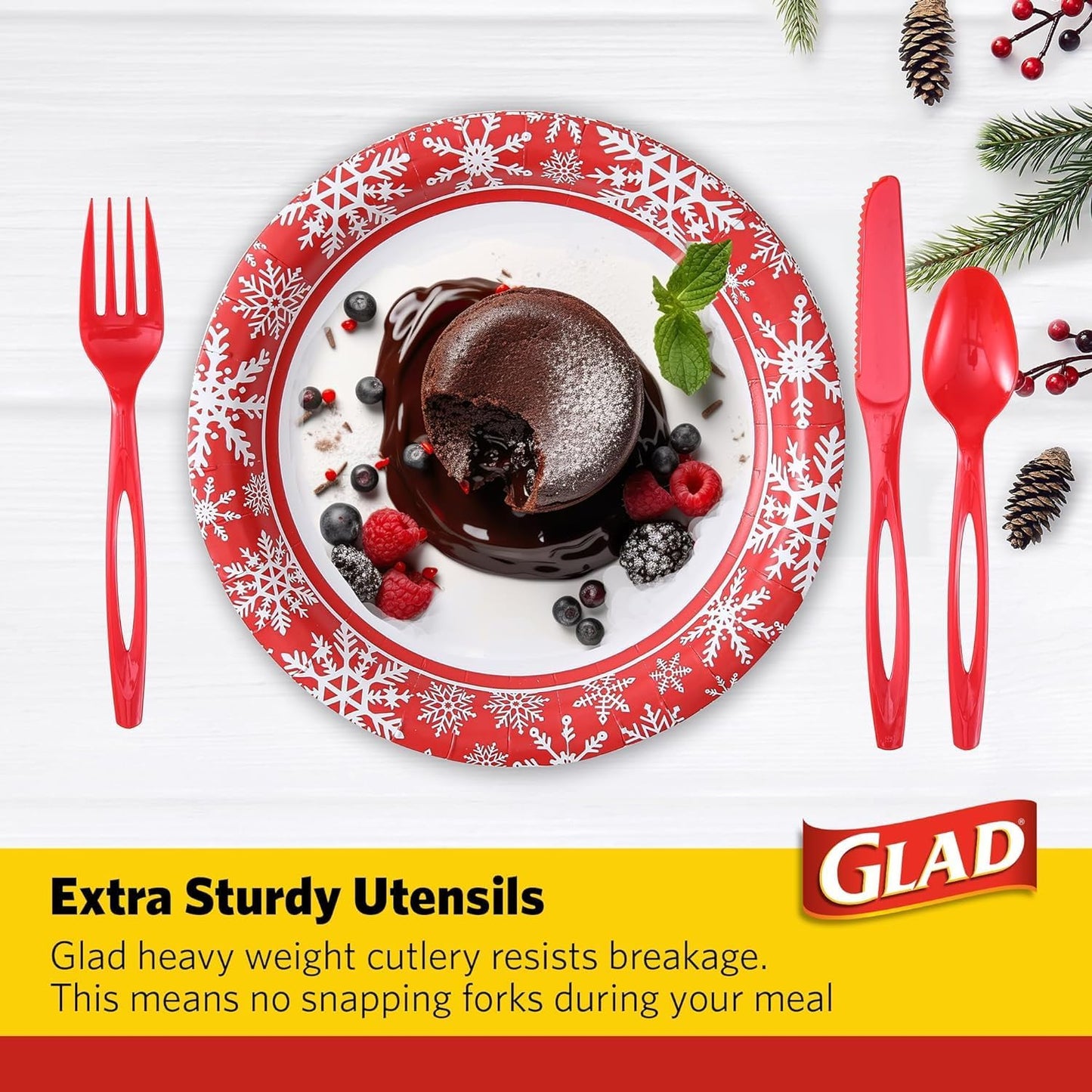 Glad Clear Disposable Cutlery Set with Heavy Duty Plastic Forks, Knives, and Spoons, Reusable Dishwasher Safe Plastic Utensils for Parties and Everyday Use, 240 Count
