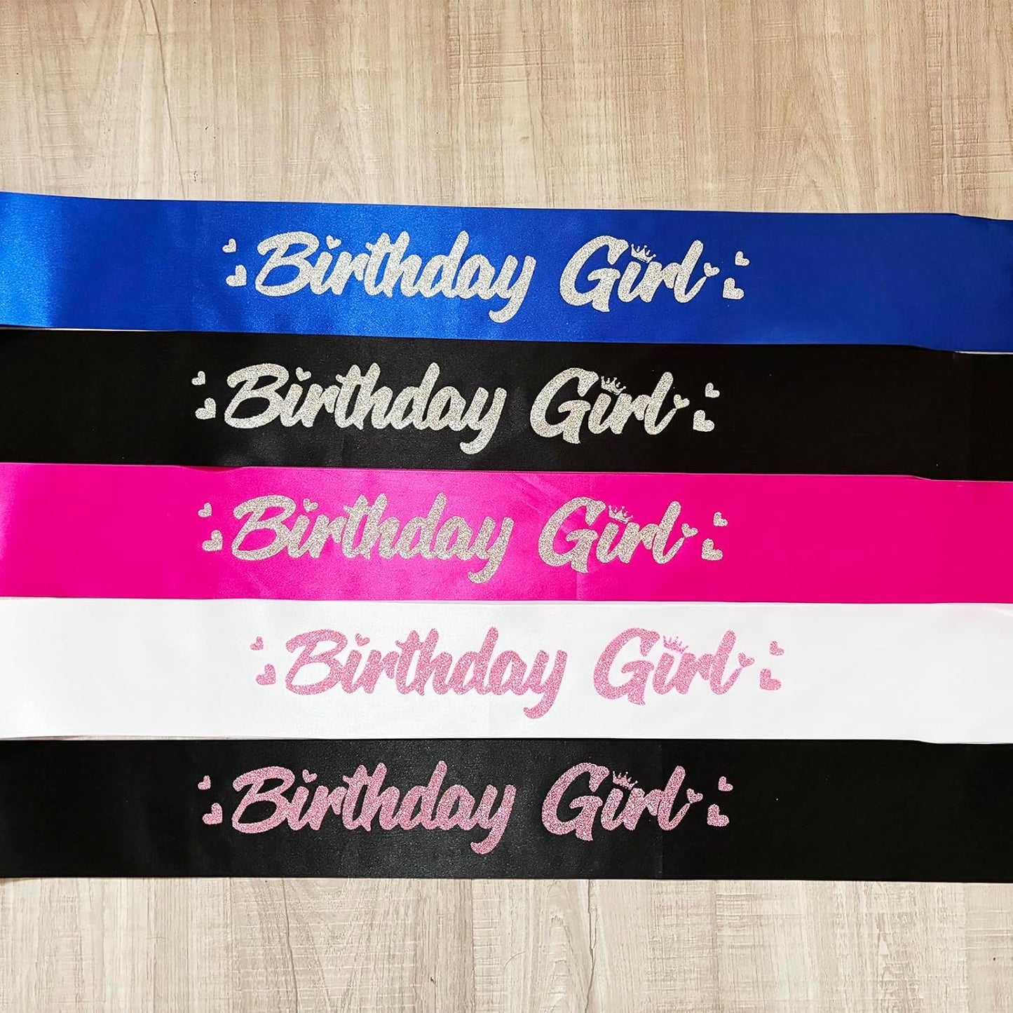 ‘Birthday Girl' Birthday Sash Royal Blue with Glitter Silver Letters Birthday Sash for Women, Sweet 16, 18th 21st B-day Sash