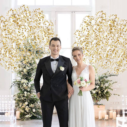 Silver Confetti Balloons 12 inch, Clear Latex Balloon 50pcs Party Balloons for Wedding Bridal Shower Engagement Graduation Birthday Party Decorations