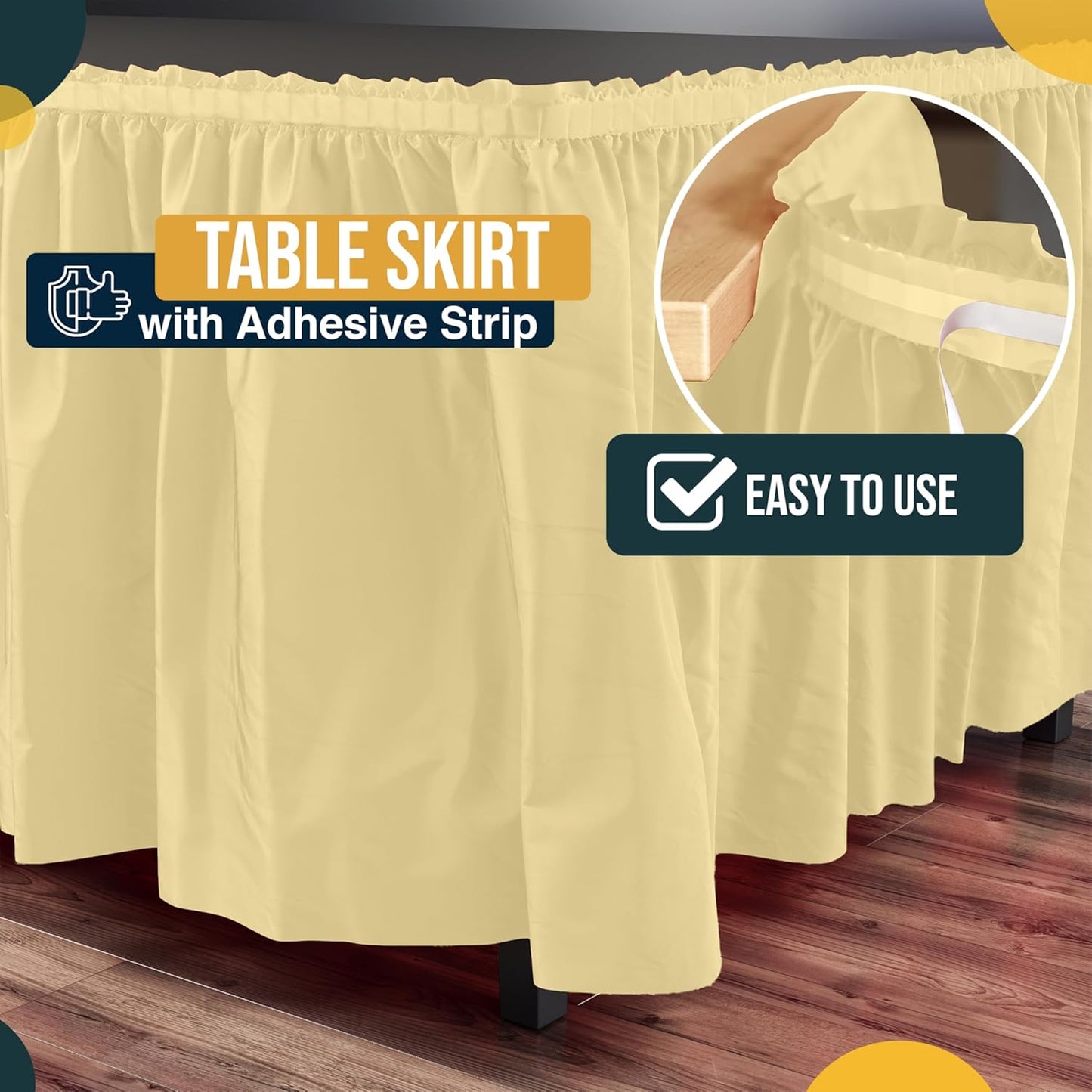 Exquisite Ruffle Table Skirt Pink 6 Pack 14 Ft Long Table Skirts for Rectangle Tables 6ft Plus or Round Tables Skirts with Adhesive Strip for Gender Reveal Decor & Happy Birthday Parties