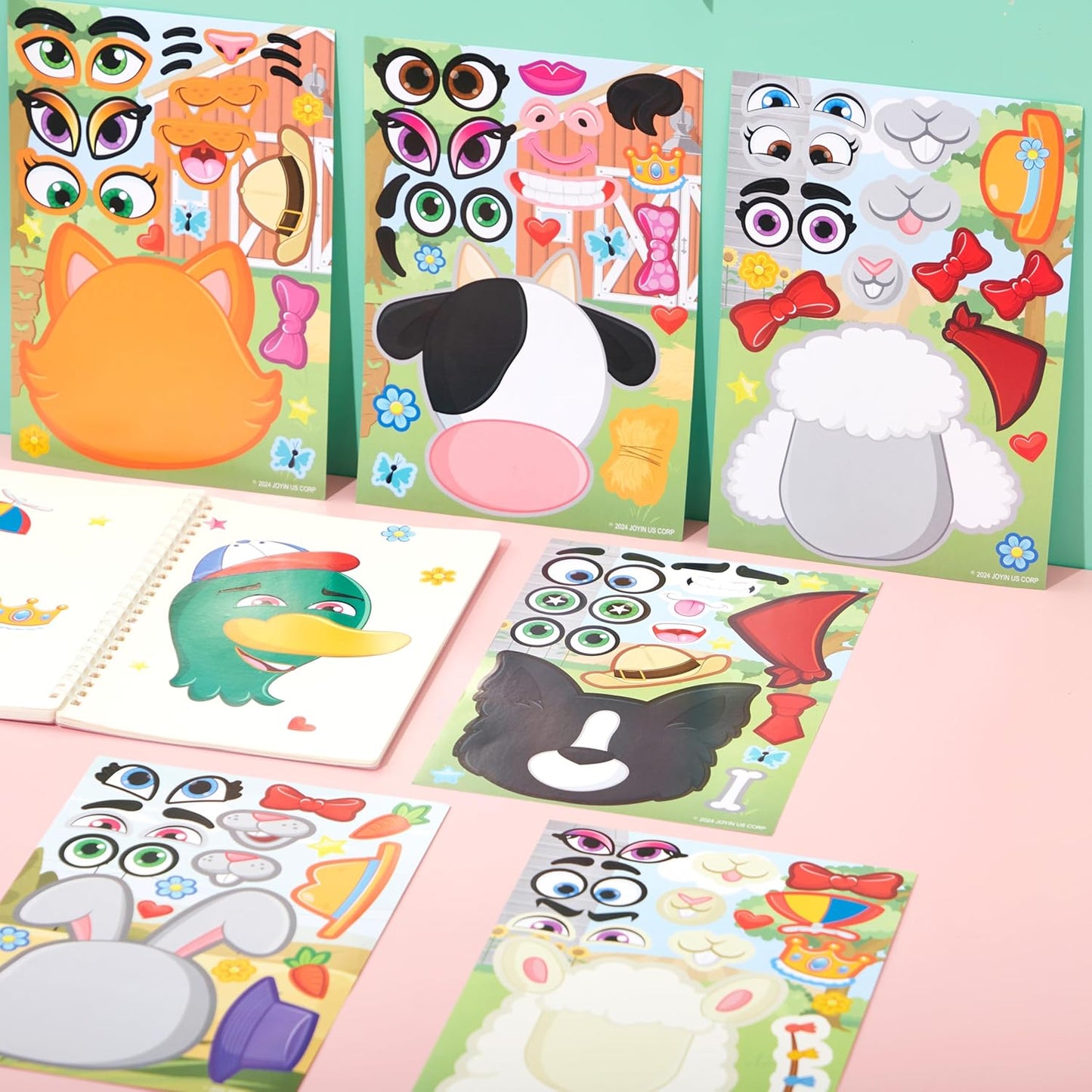 JOYIN 36 Sheets 9"x6" Make a face Stickers for Kids, Make Your Own Animal Stickers with Unicorn, Dinosaur, Sea and Safari Animals, Crafts Birthday Party Favors, Goodie Bags Classroom Activities
