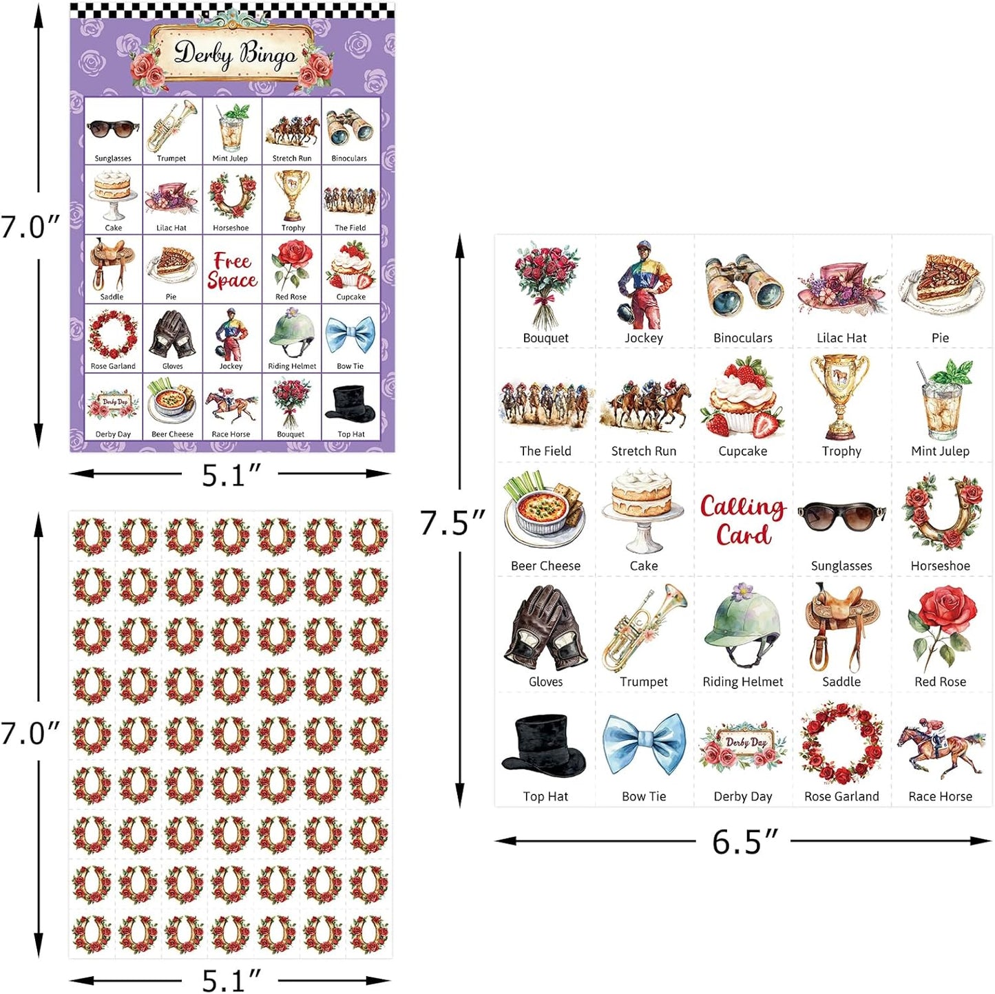 Fancy Land Horse Bingo Games Cards 24 Player Derby Party Bingo Game Western Birthday Party Favors