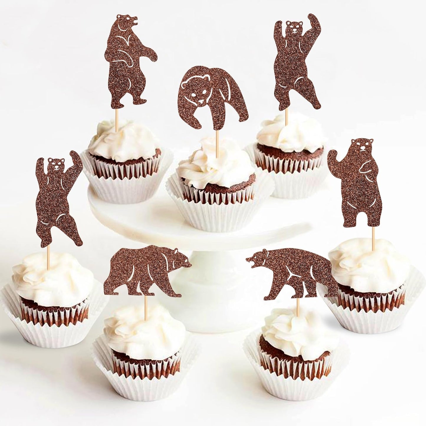 36Pcs Blue Baby Bear Cupcake Toppers Balloon Teddy Bears Cupcake Picks for Blue Baby Shower Gender Reveal Boys Bearly Birthday Cupcake Decorations We Can Bearly Wait Party Decorations Supplies