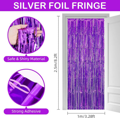 Silver Fringe Curtain Party Streamers, 12 Pack 3.3ft x 8.2ft Foil Curtain Backdrop Tinsel Foil Fringe Curtains Photo Booth Backdrop Streamer for Birthday, Wedding, Baby Shower, Disco Party