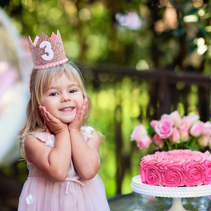Rainbow Crown - 4th Birthday Party Glitter Crown, Kids Birthday Hats, Baby Photo Props, Little Girls Hair Accessories