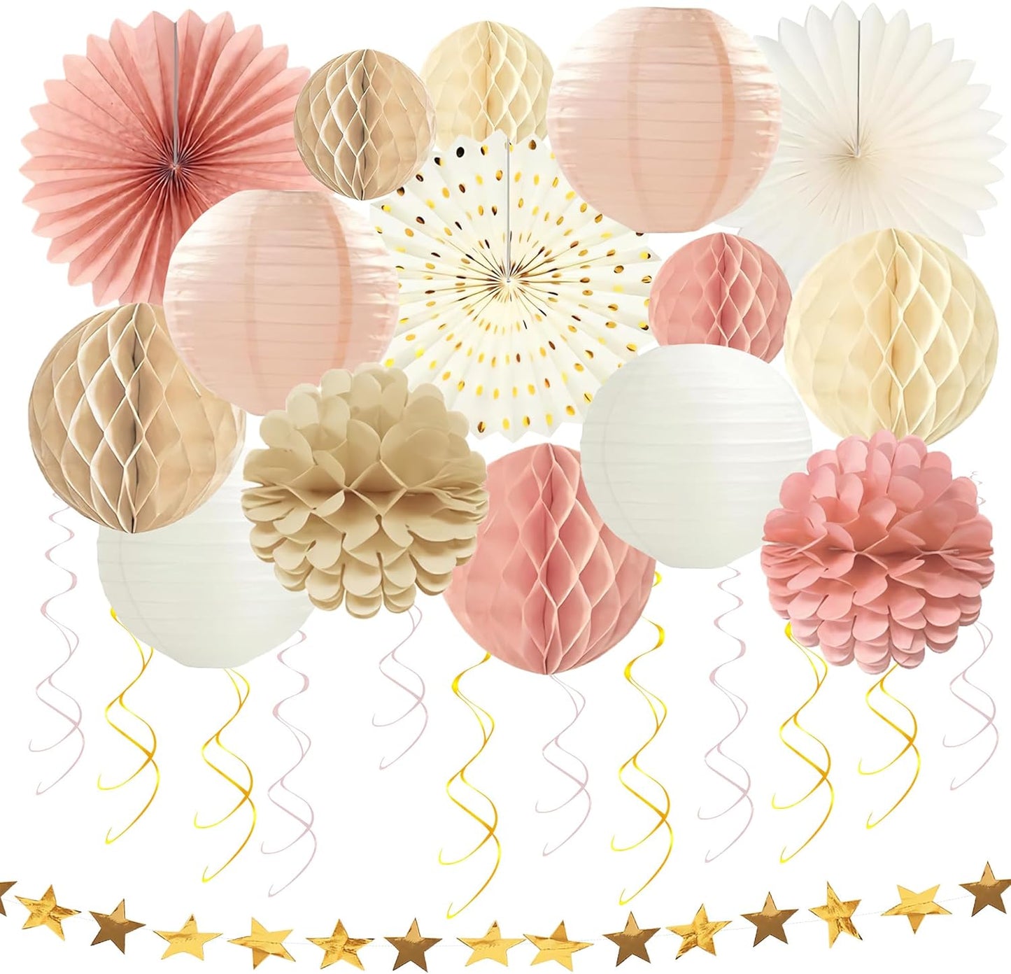 Tissue Paper Pom Poms - 23 PCS Dusty Blue Paper Flowers Pom Pom Kit Circle Dot Party Banner Hanging Swirl Party Decorations for Wedding Birthday Baby Shower Bridal Shower Tea Party