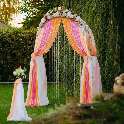 Frienda 4Pcs Sunset Party Decorations 6.6Ft Fringe Curtains Party Decorations Pink and Orange Backdrop Curtains for Sunset Autumn Thanksgiving Bridal Wedding Graduation Backdrop Decor