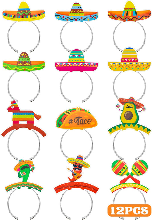 Melisheer Cinco De Mayo Decorations, Sombrero Party Hats, Mexican Colorful Cardboard Headbands, Fiesta Head Toppers Decor