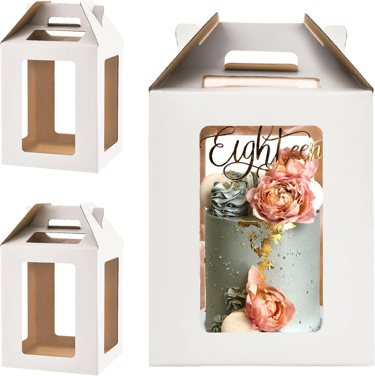 12x12x14 Inch Tall Cake Boxes with windows,10in 12in Tall Cake Carrier, Large Tiered Cake Box,Durable White Bakery Box, Layer Cake Box, large cake box(2pack)