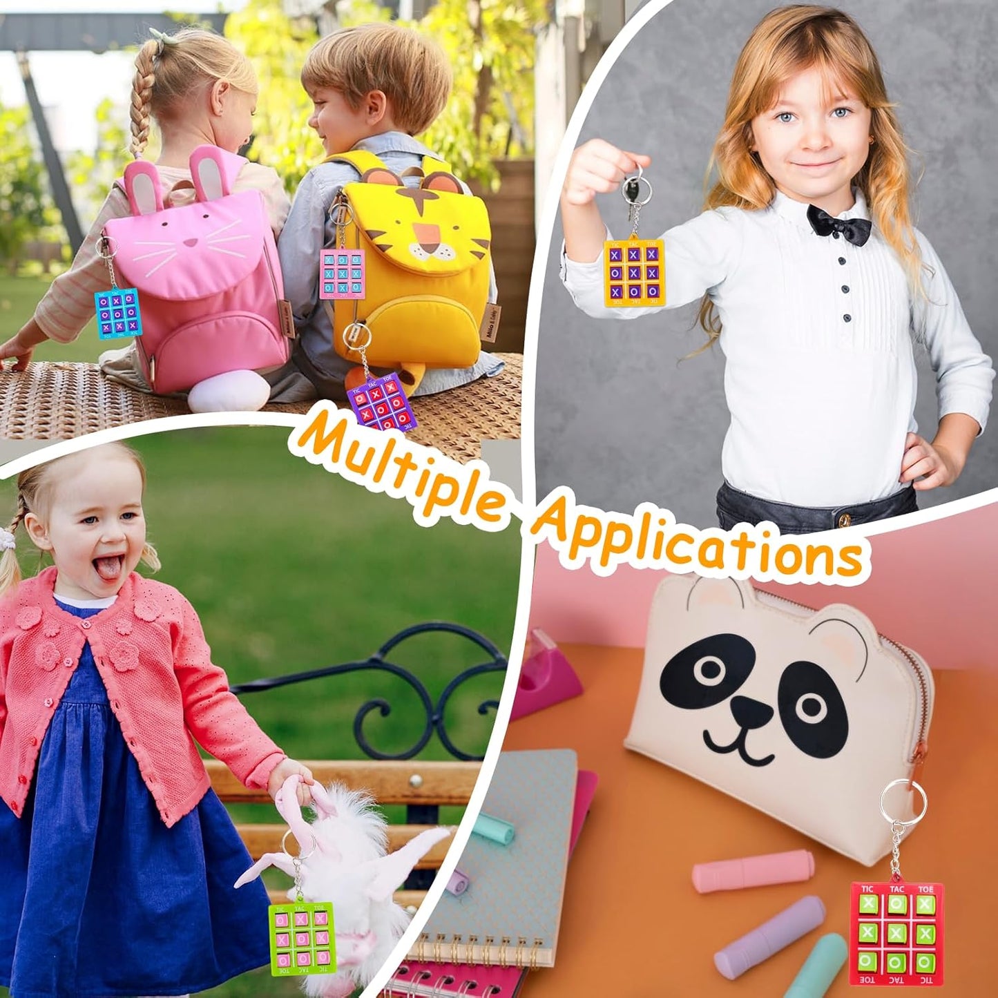 24PCS Tic Tac Toe Game Birthday Summer Party Favors Goodie Bags Stuffers for Kids 3-5 4-8 8-12 Classroom Treasure Chest Carnival Prize Box Toys Bulk Keychain Pinata Filler Return Gifts for Girl Boy