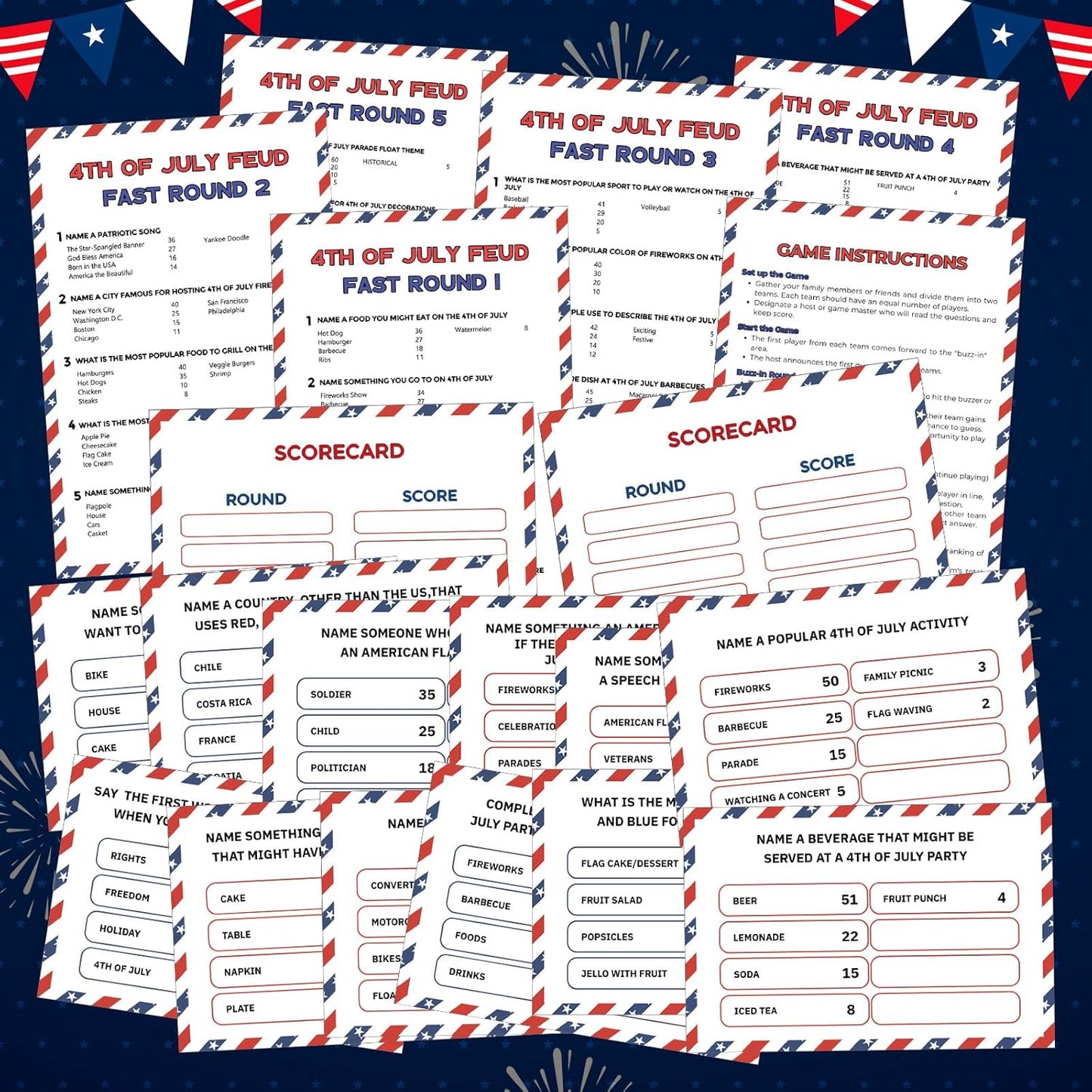 20 Pcs Retirement Friendly Feud Game Set Retirement Party Game Trivia Quiz with 18 Card 2 Buzzer for Adults Family Games Activities Party Supplies, Battery Not Included