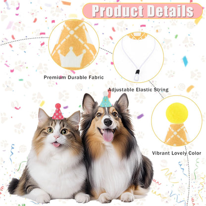 CANREVEL Mini Party Hats for Stuffed Animals Headwear, Birthday Hats Party Animal Birthday Decorations Supplies for Dog Cat
