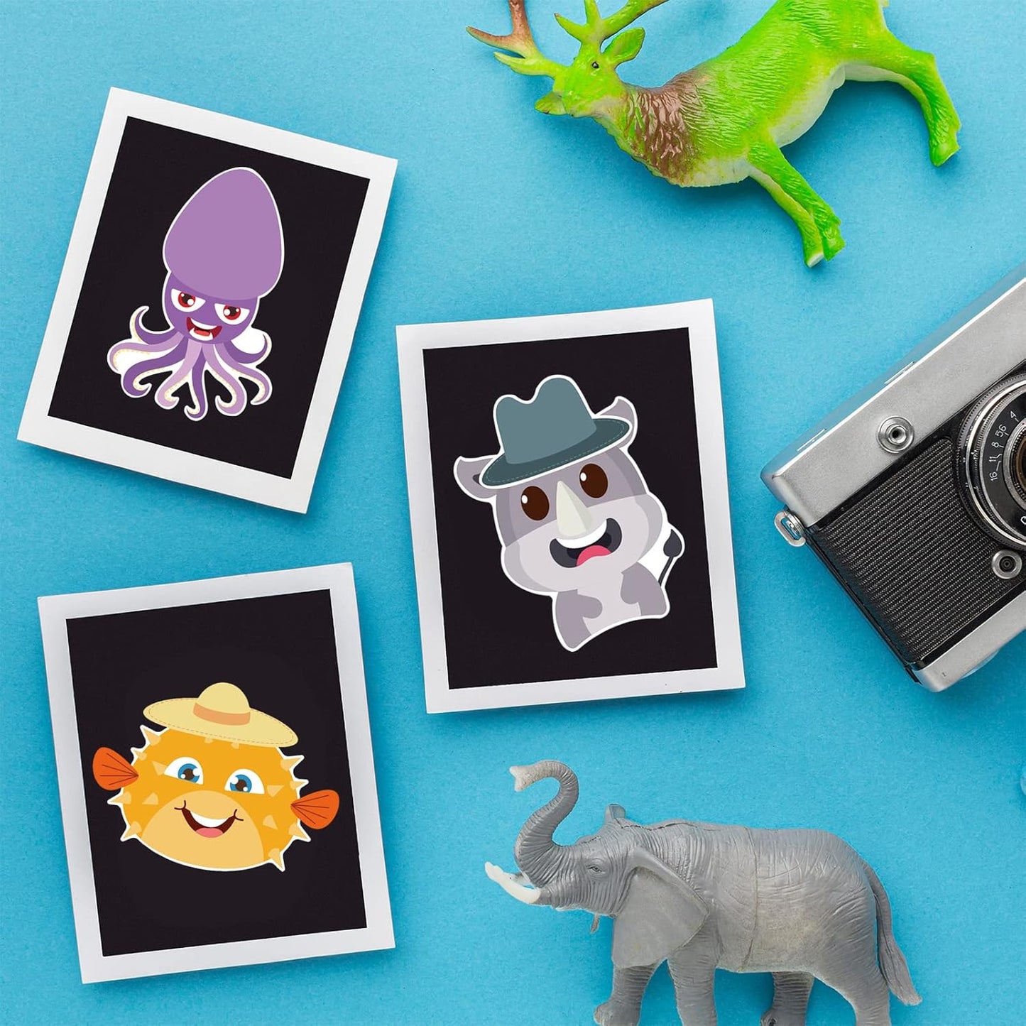 24 Sheets 8.27''×5.9'' Make Your Own Stickers for Kids Toddlers, Make a Face Stickers Mix and Match with Unicorns Dinosaur Horse and Sea Animals for Kids Party Favors Activities