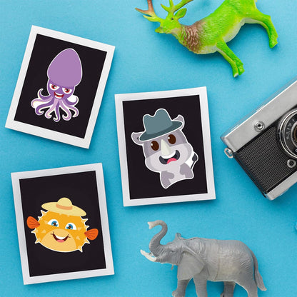 24 Sheets 8.27''×5.9'' Make Your Own Stickers for Kids Toddlers, Make a Face Stickers Mix and Match with Unicorns Dinosaur Horse and Sea Animals for Kids Party Favors Activities