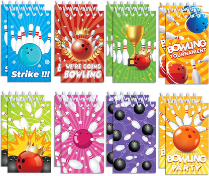 24 Pcs Bowling Mini Notepads Sports Party Favors Goodie Bag Stuffers Notepads Spiral Mini Notebooks for Teens Teacher Classroom Reward