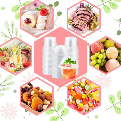 100Pcs 8oz Plastic Dessert Cups with Lids and Spoons,Disposable Parfait Cup Square Cake Containers for Party Favor,Mousse,Yogurt,Pudding,Snacks,Fruits,50 Sets