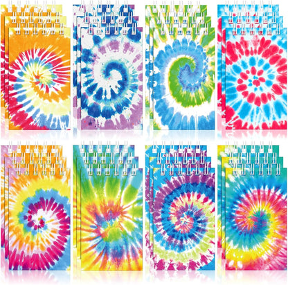 24 Pcs Mini Tie Dye Notebooks Tie Dye Party Favors Spiral Notepads Pastel Notebooks Pocket Notepads for Kids Teacher Classroom Supplies Birthday Party Goodie Bag Filler