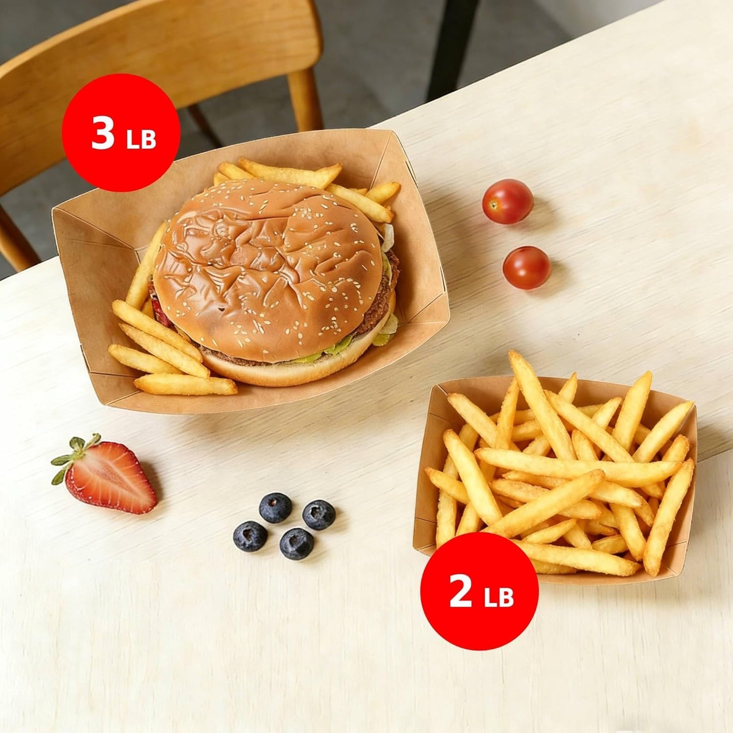 250 Pack 2lb Paper Food Boats - Heavy-Duty Food Trays Disposable,Paper Food Trays for Hot Dog,Nacho,Fries,Onion Rings,Ice Cream or Other Snacks
